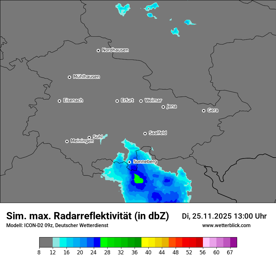 Modellkarten Simuliertes Radarbild