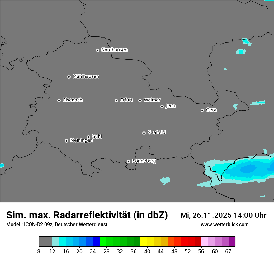 Modellkarten Simuliertes Radarbild