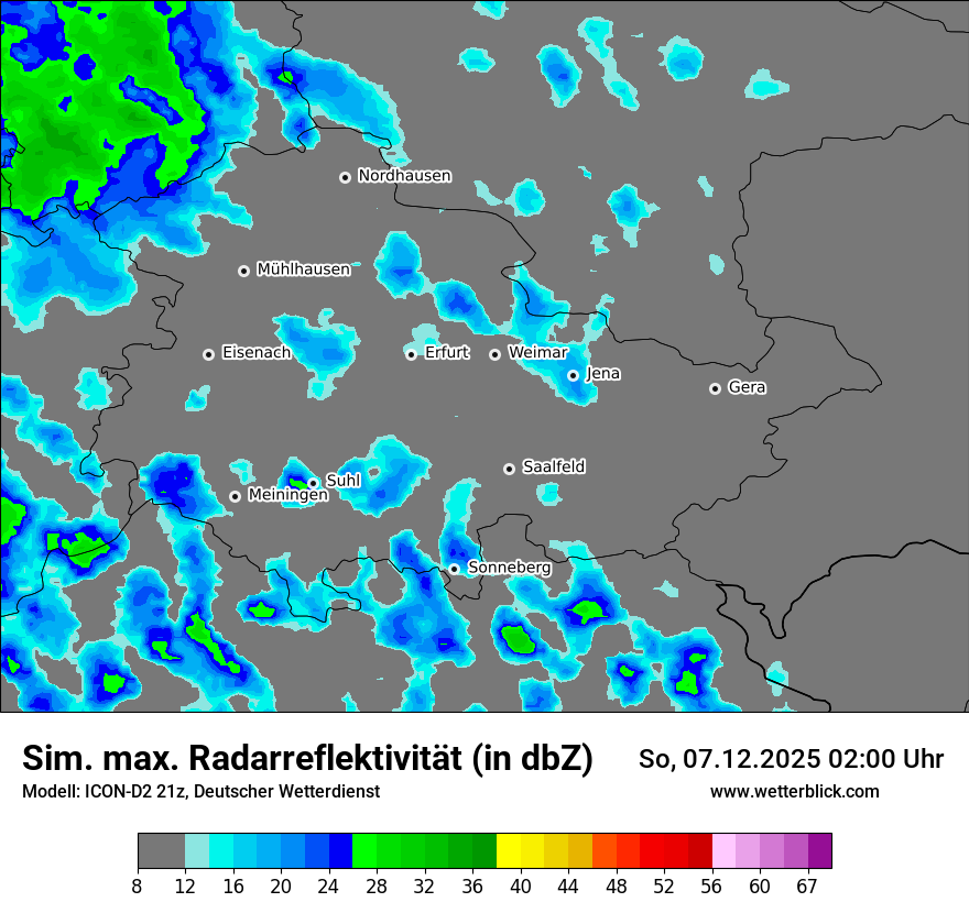 Modellkarten Simuliertes Radarbild