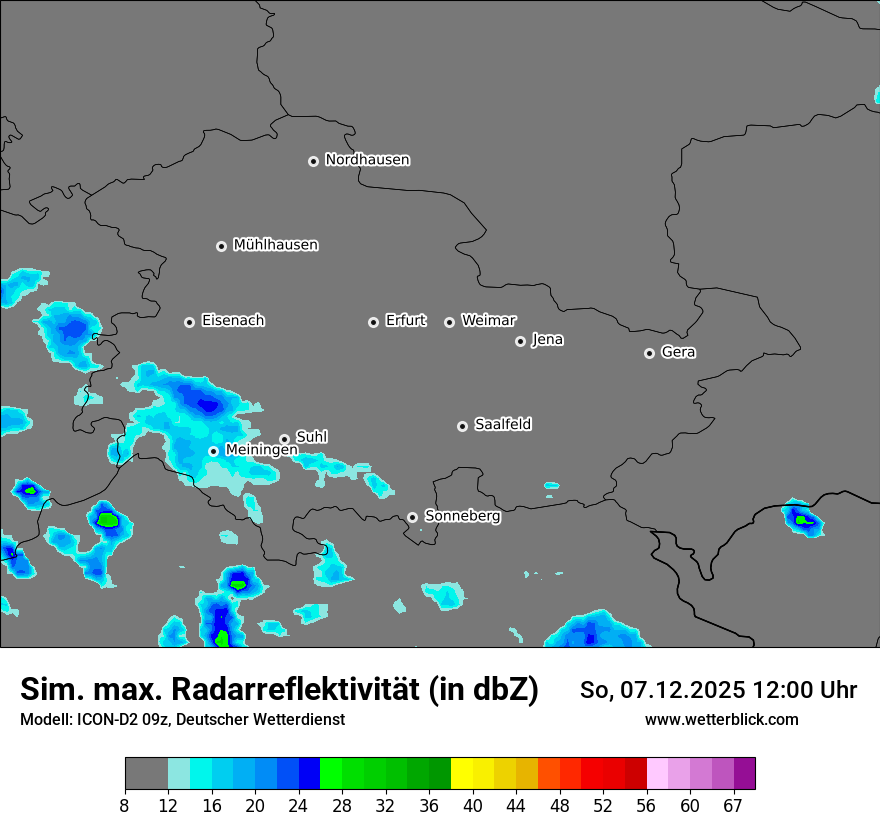Modellkarten Simuliertes Radarbild