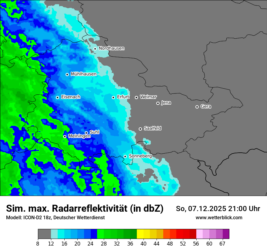Modellkarten Simuliertes Radarbild