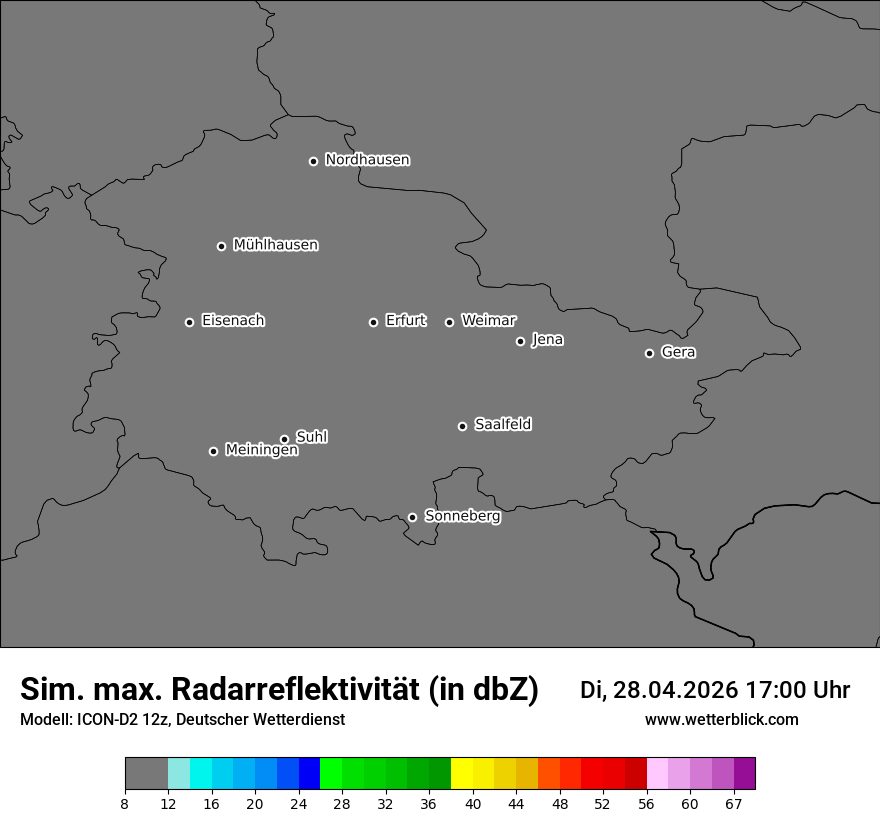 Modellkarte ICON-D2 – dbz_cmax – th