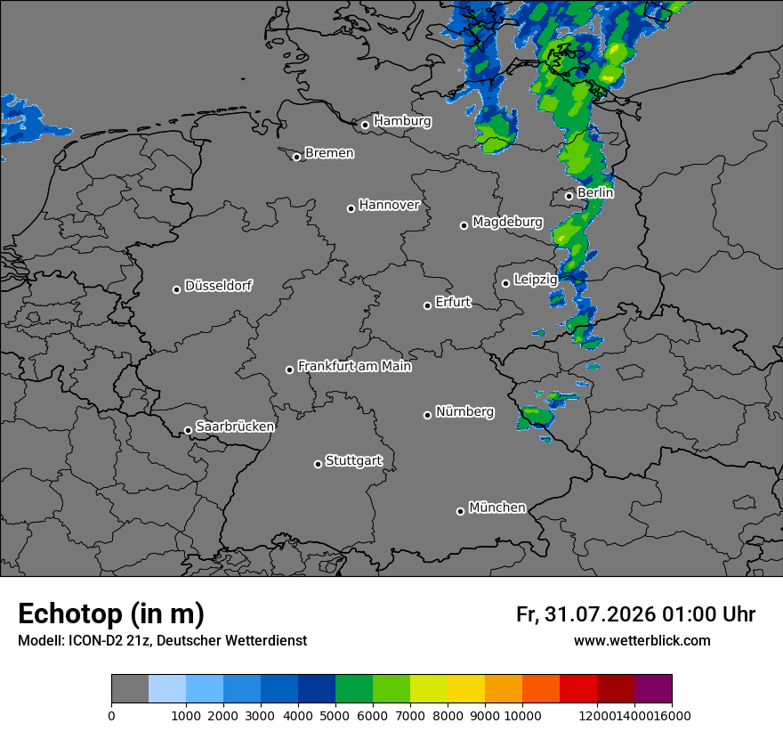 Modellkarte ICON-D2 – echotop – deutschland