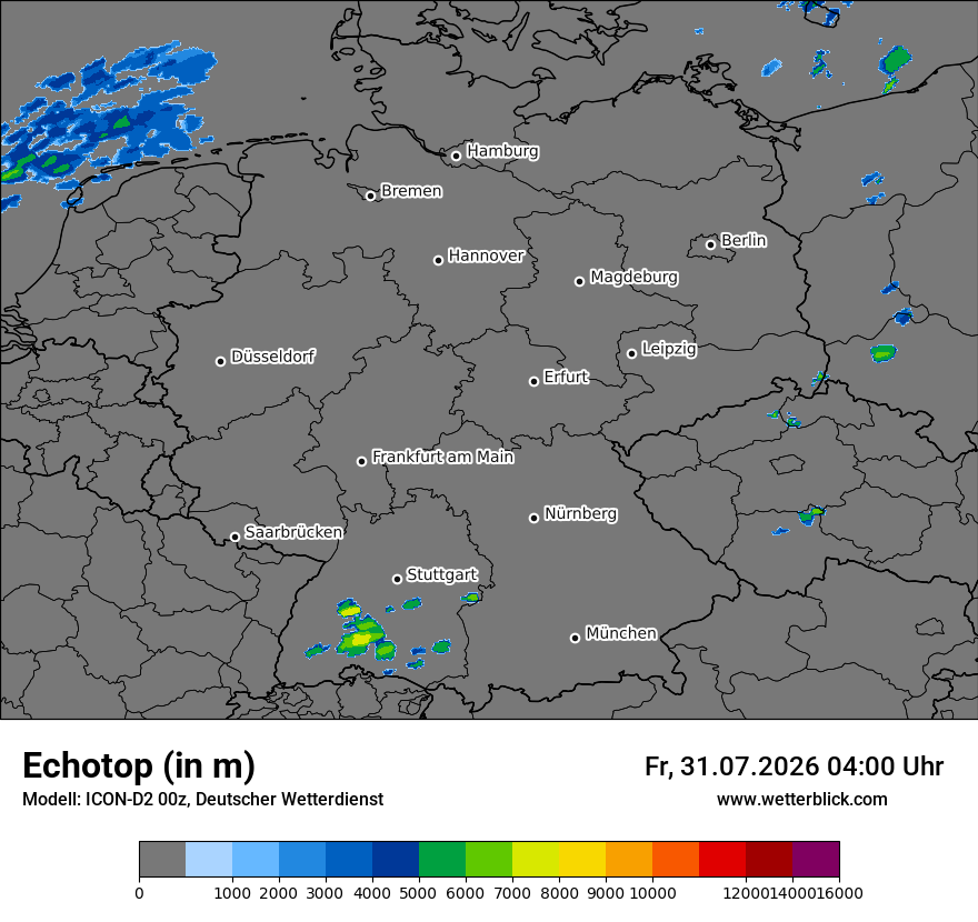 Modellkarte ICON-D2 – echotop – deutschland