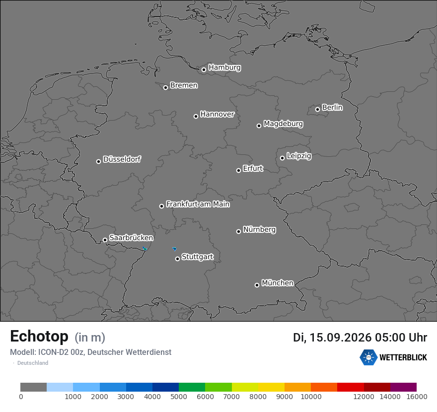 Modellkarte ICON-D2 – echotop – deutschland