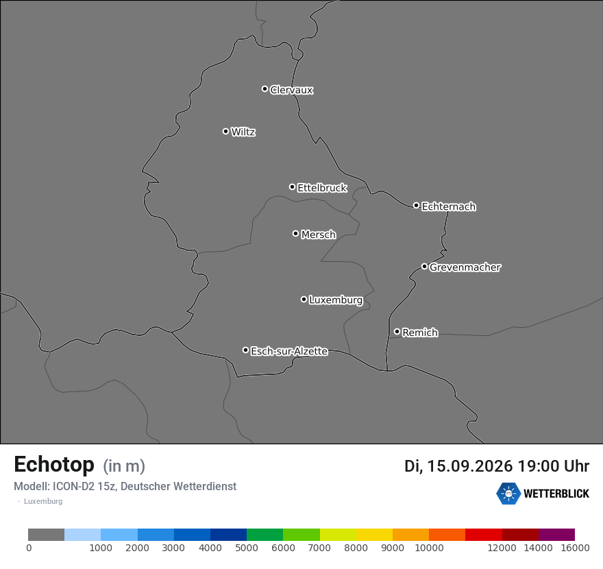 Modellkarte ICON-D2 – echotop – luxemburg