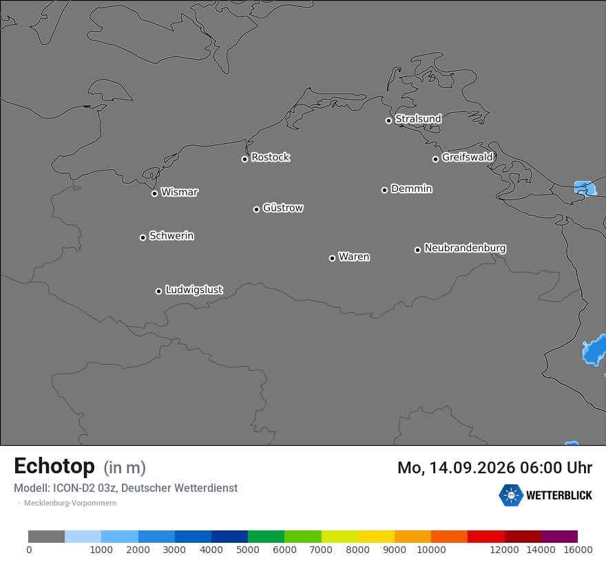 Modellkarte ICON-D2 – echotop – mv