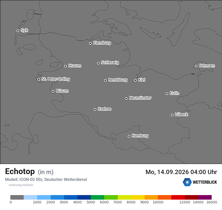 Modellkarte ICON-D2 – echotop – sh