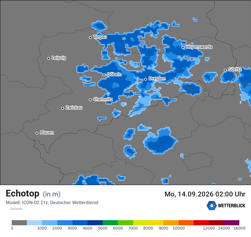 Modellkarte ICON-D2 – echotop – sn