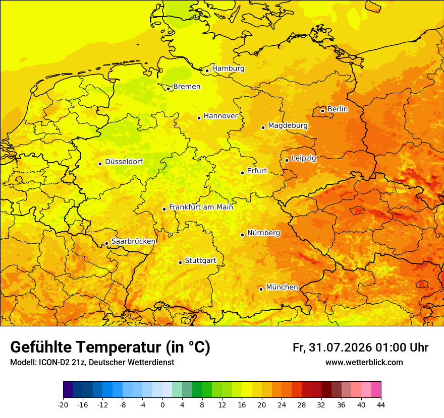 Modellkarte ICON-D2 – feels_like – deutschland