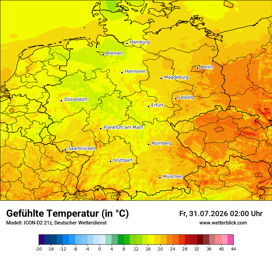 Modellkarte ICON-D2 – feels_like – deutschland