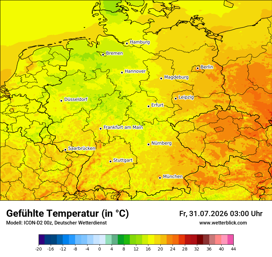 Modellkarte ICON-D2 – feels_like – deutschland