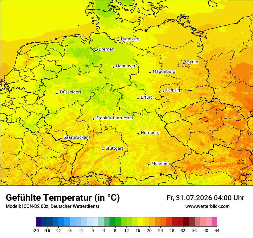 Modellkarte ICON-D2 – feels_like – deutschland