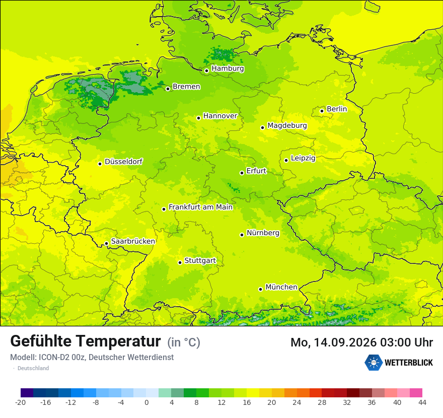 Modellkarte ICON-D2 – feels_like – deutschland
