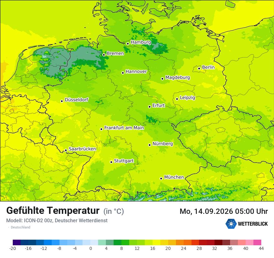 Modellkarte ICON-D2 – feels_like – deutschland