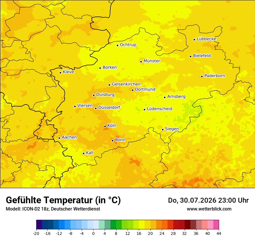 Modellkarte ICON-D2 – feels_like – nrw