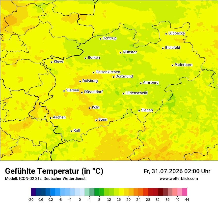Modellkarte ICON-D2 – feels_like – nrw