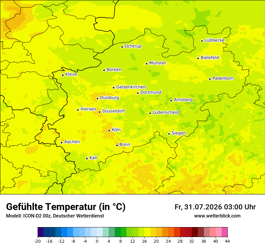 Modellkarte ICON-D2 – feels_like – nrw
