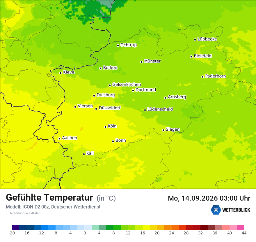 Modellkarte ICON-D2 – feels_like – nrw