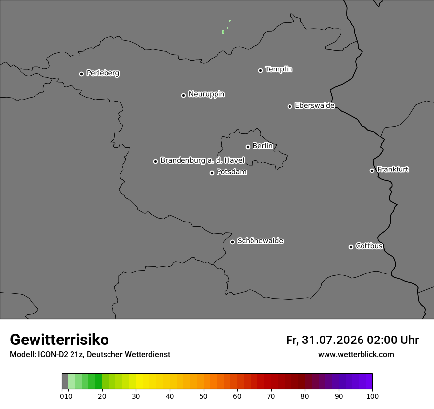 Modellkarte ICON-D2 – gewitterrisiko – bb