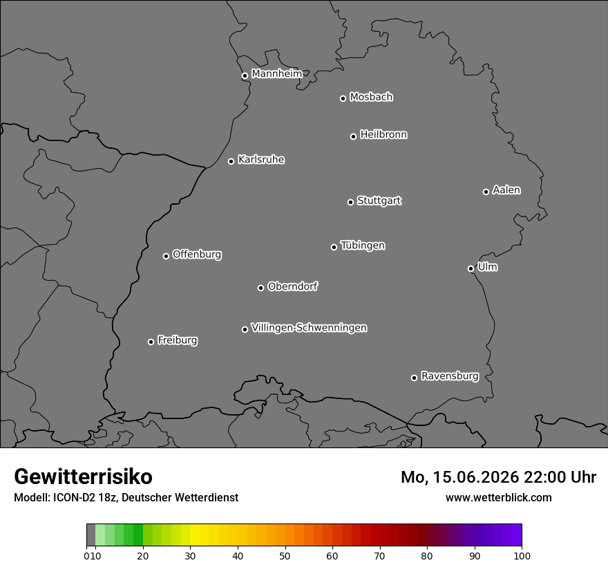 Modellkarte ICON-D2 – gewitterrisiko – bw