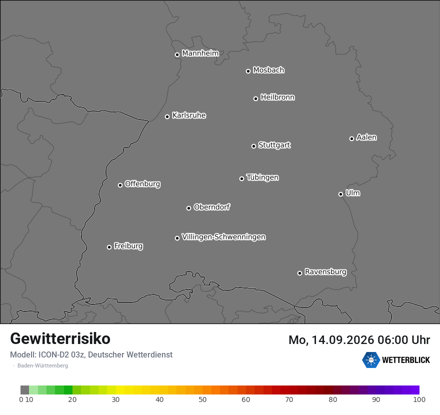 Modellkarte ICON-D2 – gewitterrisiko – bw