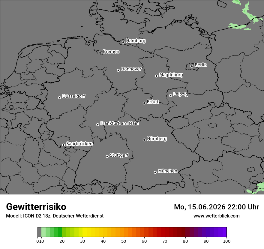 Modellkarte ICON-D2 – gewitterrisiko – deutschland