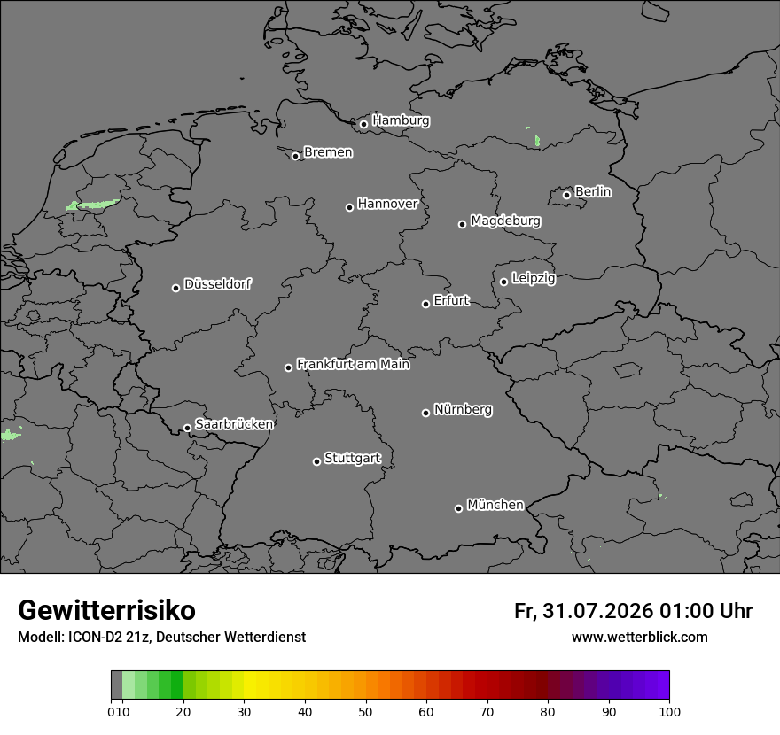 Modellkarte ICON-D2 – gewitterrisiko – deutschland