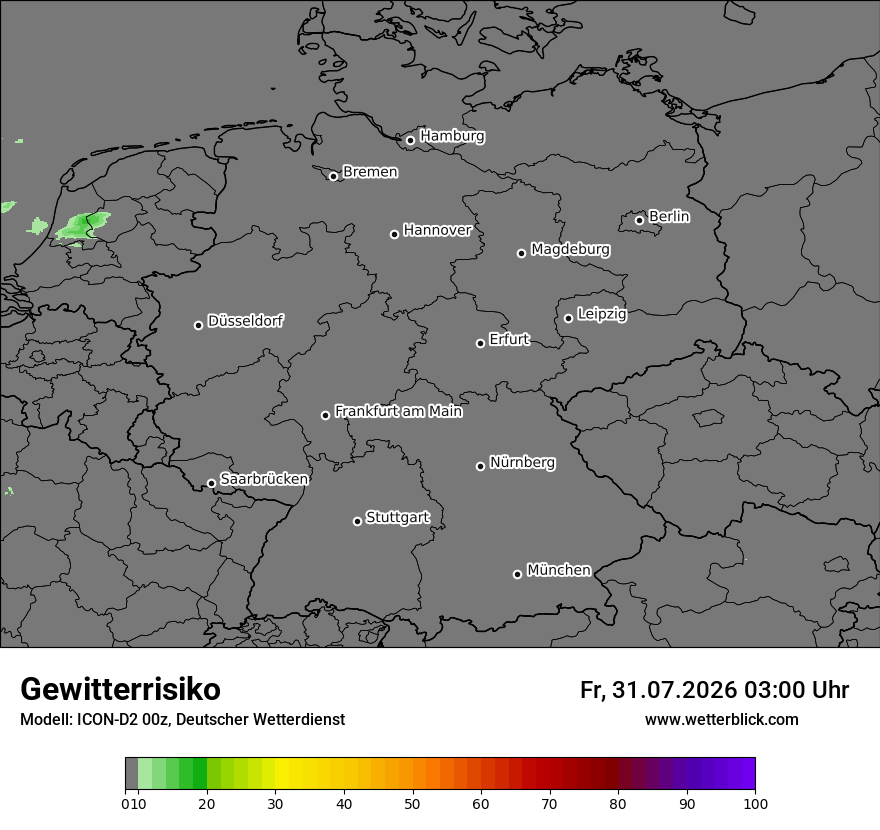 Modellkarte ICON-D2 – gewitterrisiko – deutschland