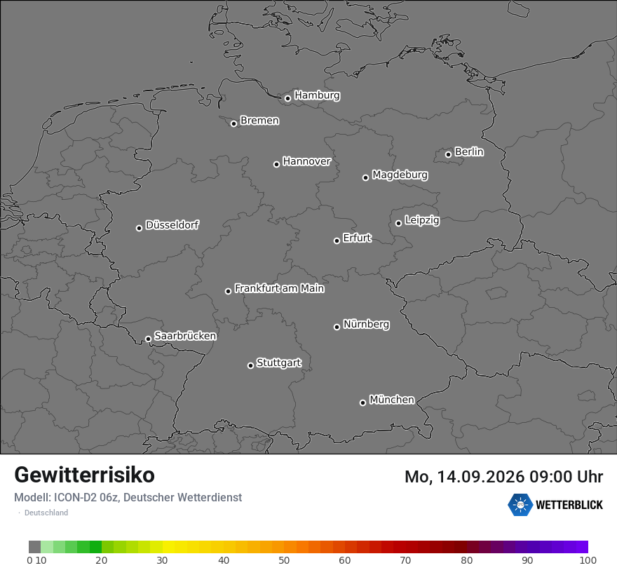 Modellkarte ICON-D2 – gewitterrisiko – deutschland