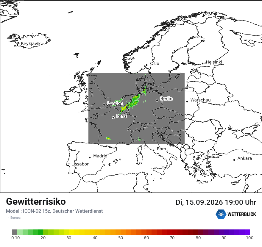 Modellkarte ICON-D2 – gewitterrisiko – europa