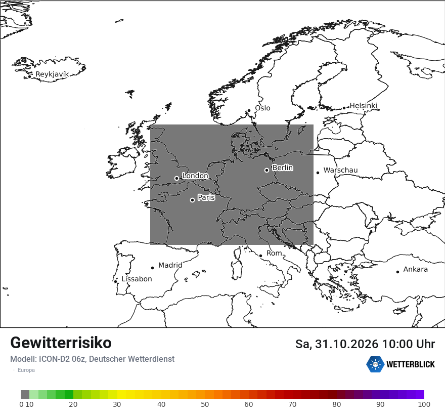 Modellkarte ICON-D2 – gewitterrisiko – europa