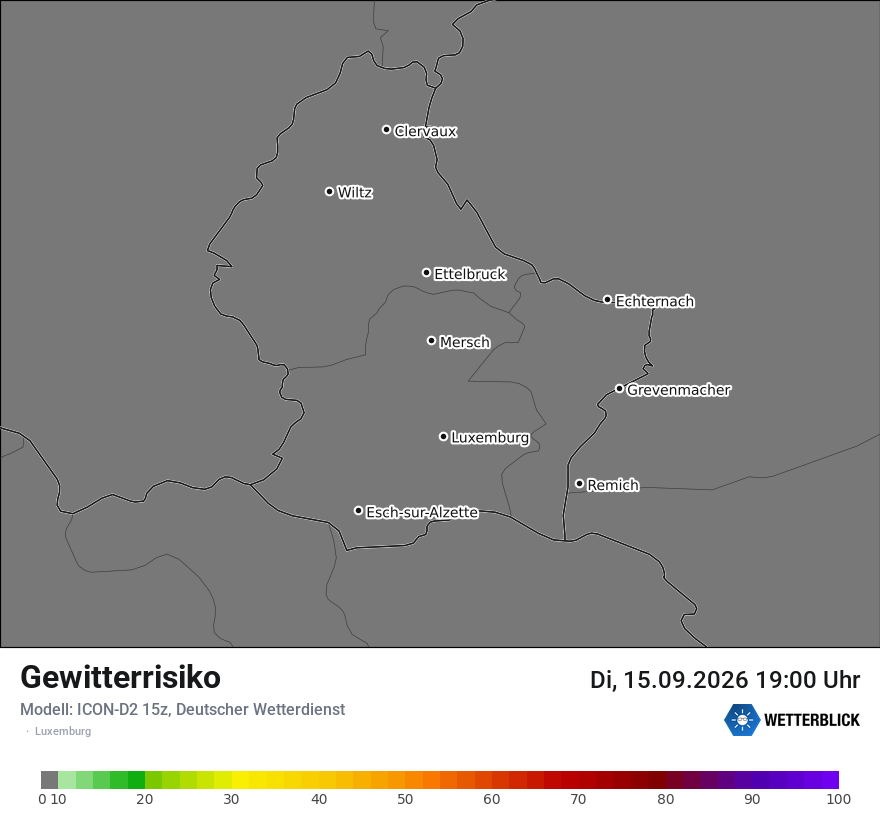 Modellkarte ICON-D2 – gewitterrisiko – luxemburg