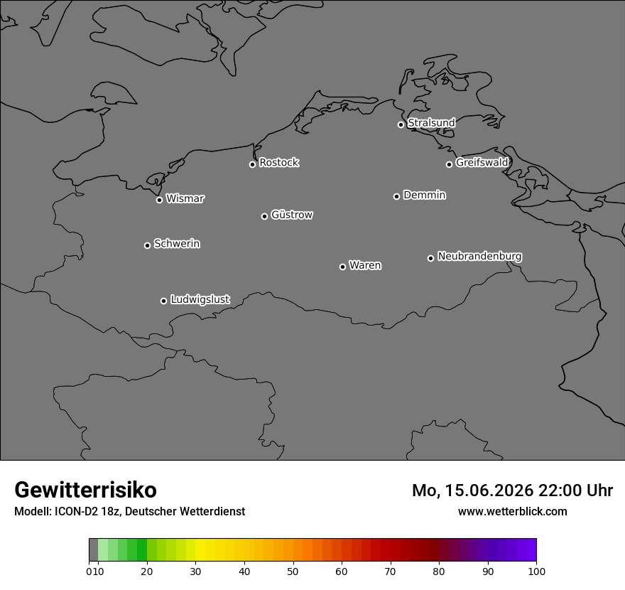 Modellkarte ICON-D2 – gewitterrisiko – mv