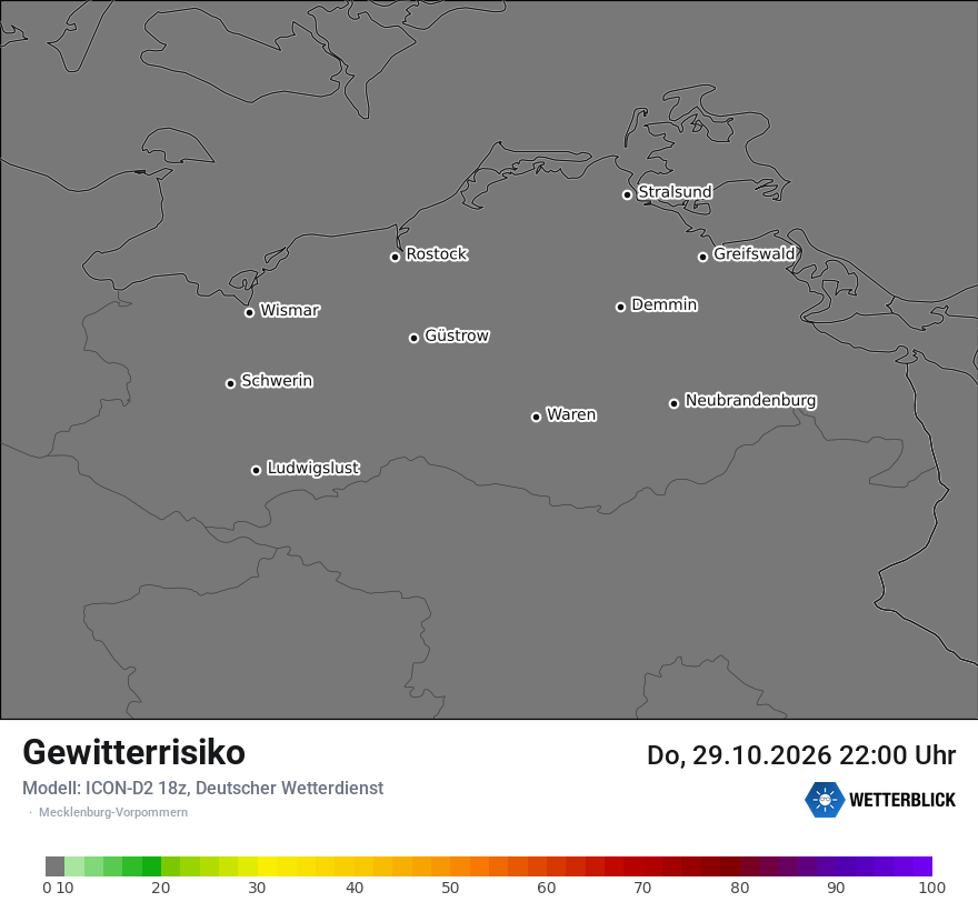 Modellkarte ICON-D2 – gewitterrisiko – mv