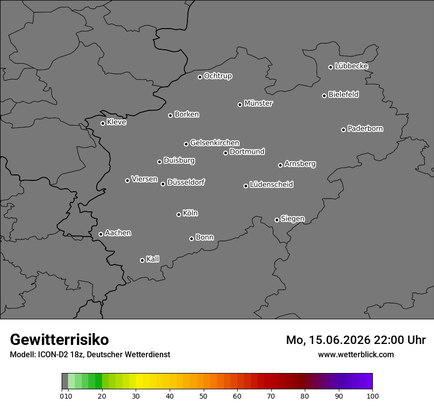 Modellkarte ICON-D2 – gewitterrisiko – nrw