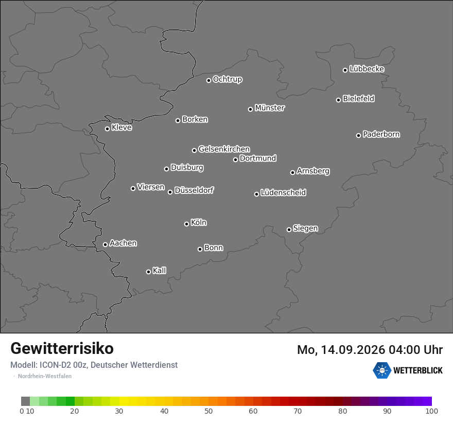 Modellkarte ICON-D2 – gewitterrisiko – nrw