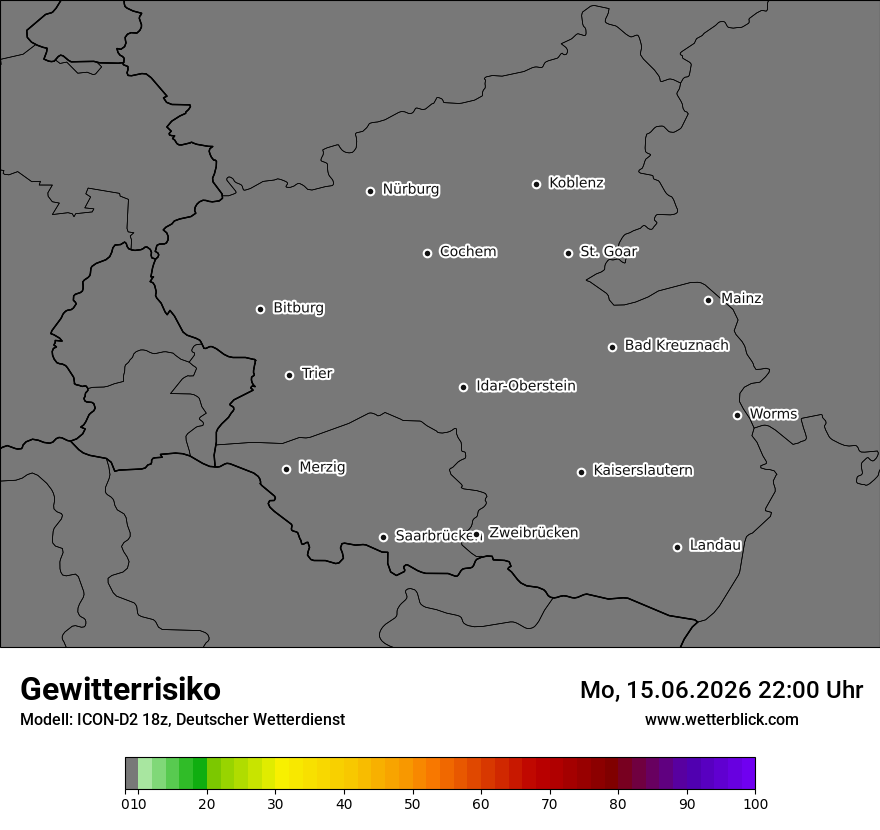 Modellkarte ICON-D2 – gewitterrisiko – rp