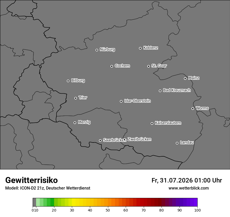 Modellkarte ICON-D2 – gewitterrisiko – rp