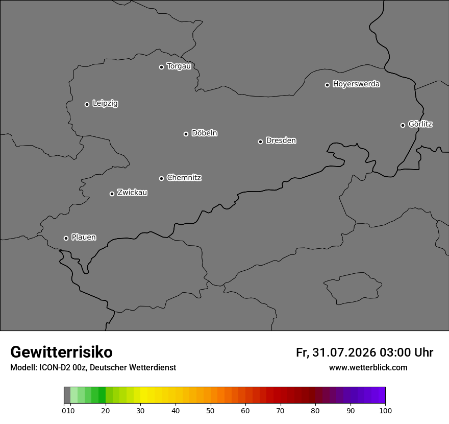 Modellkarte ICON-D2 – gewitterrisiko – sn