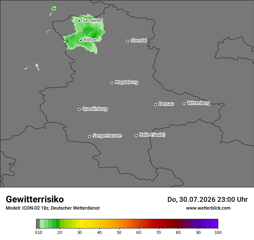 Modellkarte ICON-D2 – gewitterrisiko – st