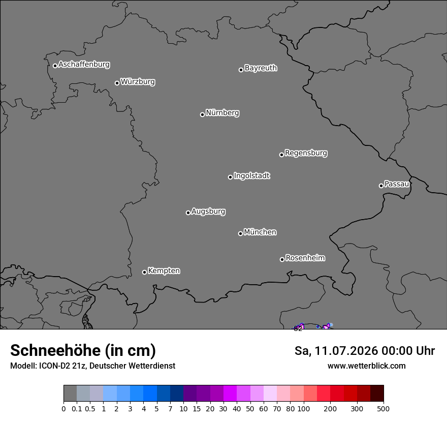Modellkarte ICON-D2 – h_snow – by