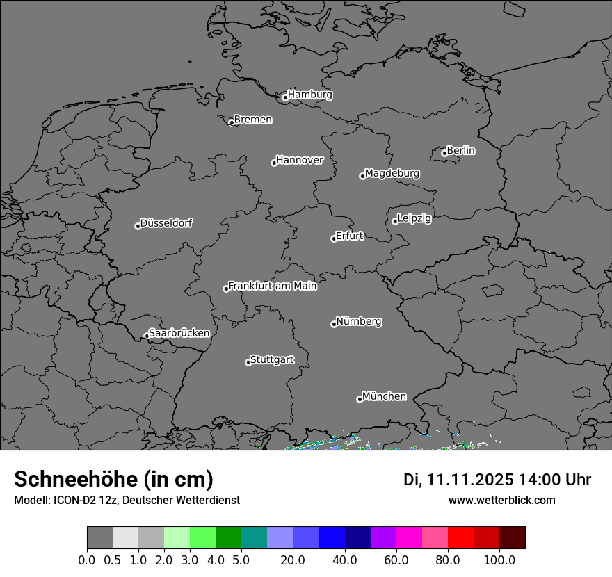 Modellkarten Schneehöhe in Deutschland