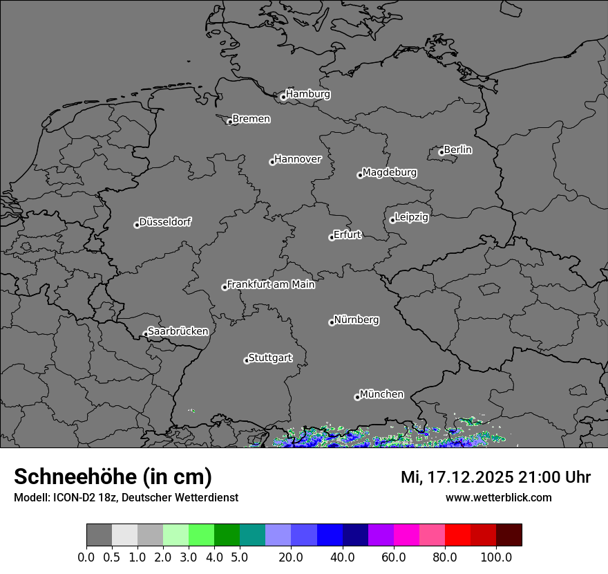 Modellkarten Schneehöhe in Deutschland
