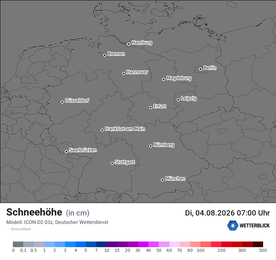 Modellkarte ICON-D2 – h_snow – deutschland