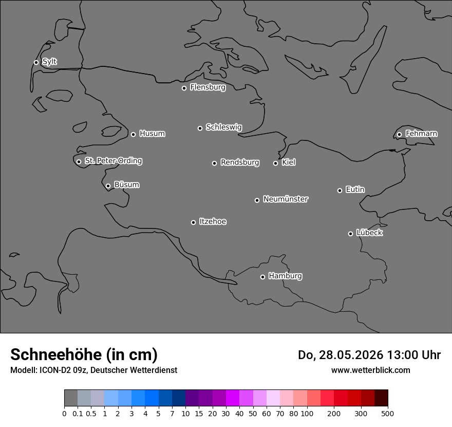 Modellkarte ICON-D2 – h_snow – sh