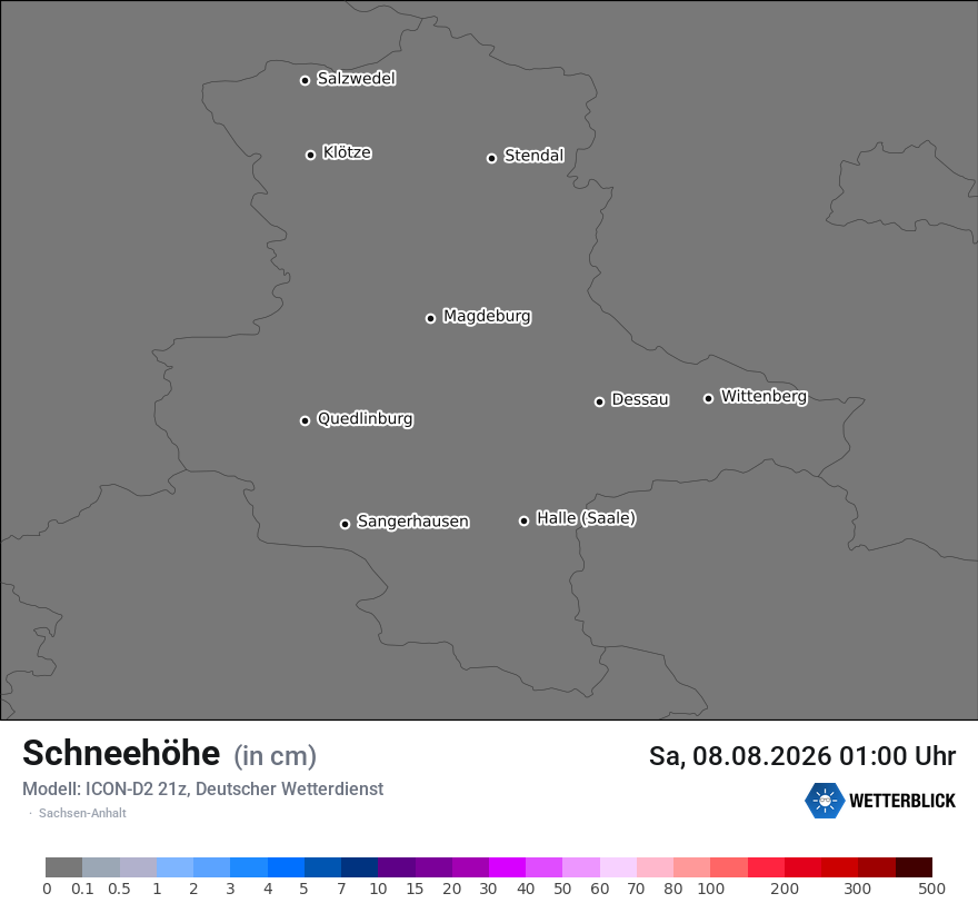 Modellkarte ICON-D2 – h_snow – st