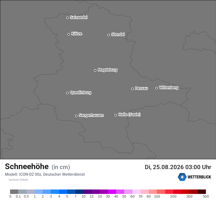 Modellkarte ICON-D2 – h_snow – st