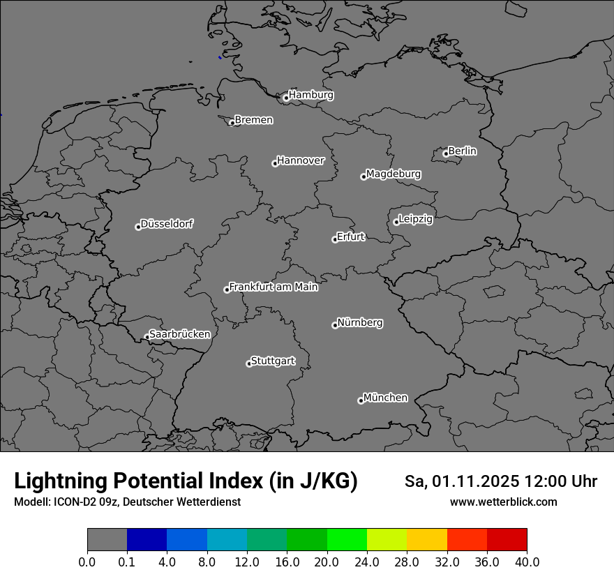 Modellkarten Lightning-Index in Deutschland
