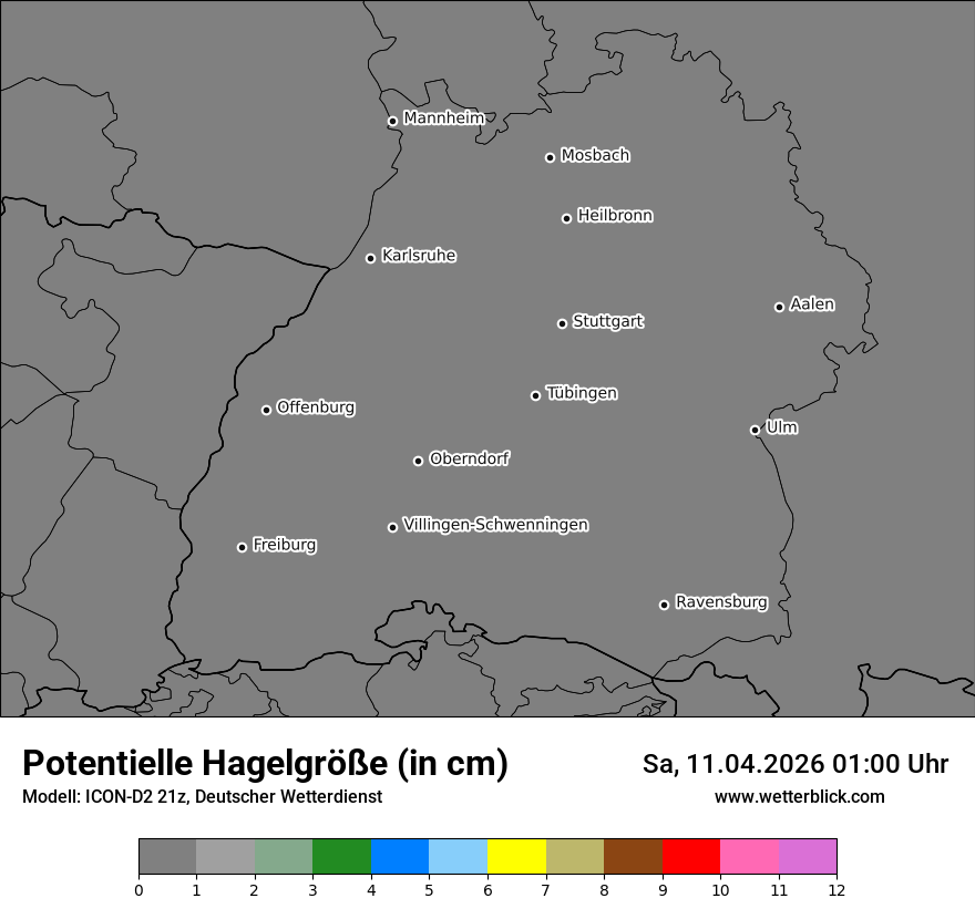 Modellkarte ICON-D2 – pot_hail – bw